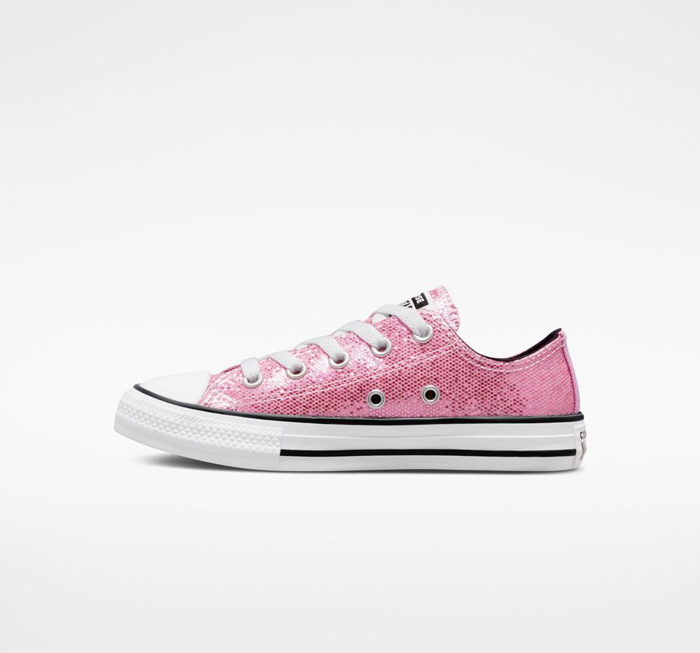 Low Tops Tenis Converse Chuck Taylor All Star Glitter Little Kids Niña Rosas Rosas Negras  Colombia |  VFZTW-0146