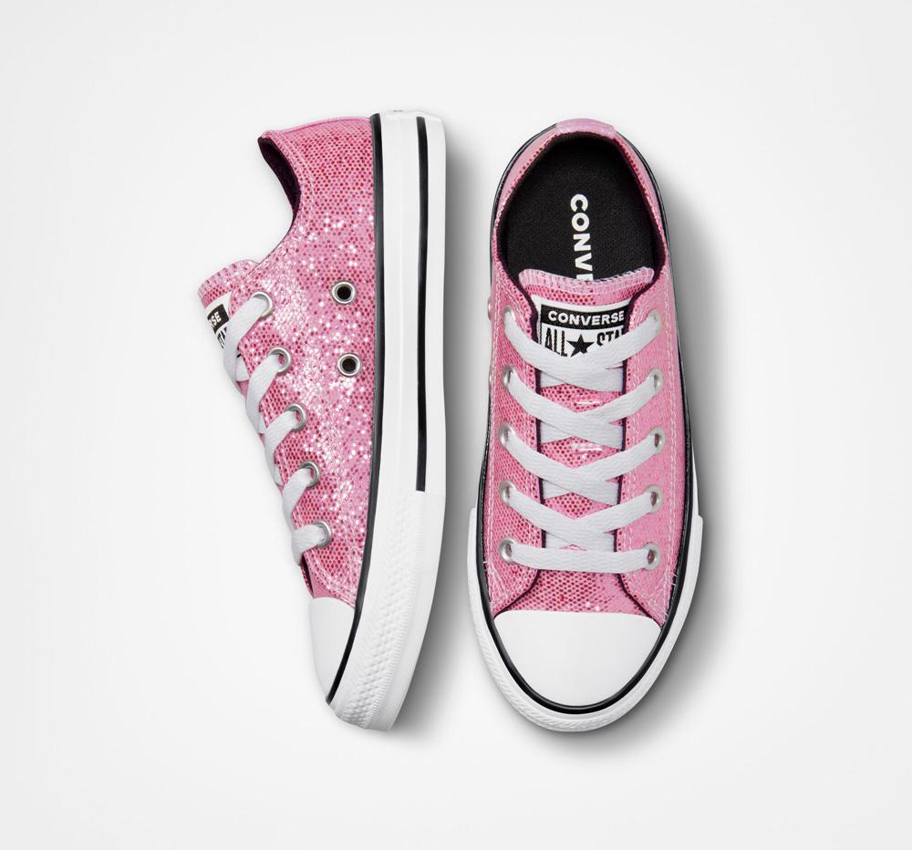 Low Tops Tenis Converse Chuck Taylor All Star Glitter Little Kids Niña Rosas Rosas Negras  Colombia |  VFZTW-0146