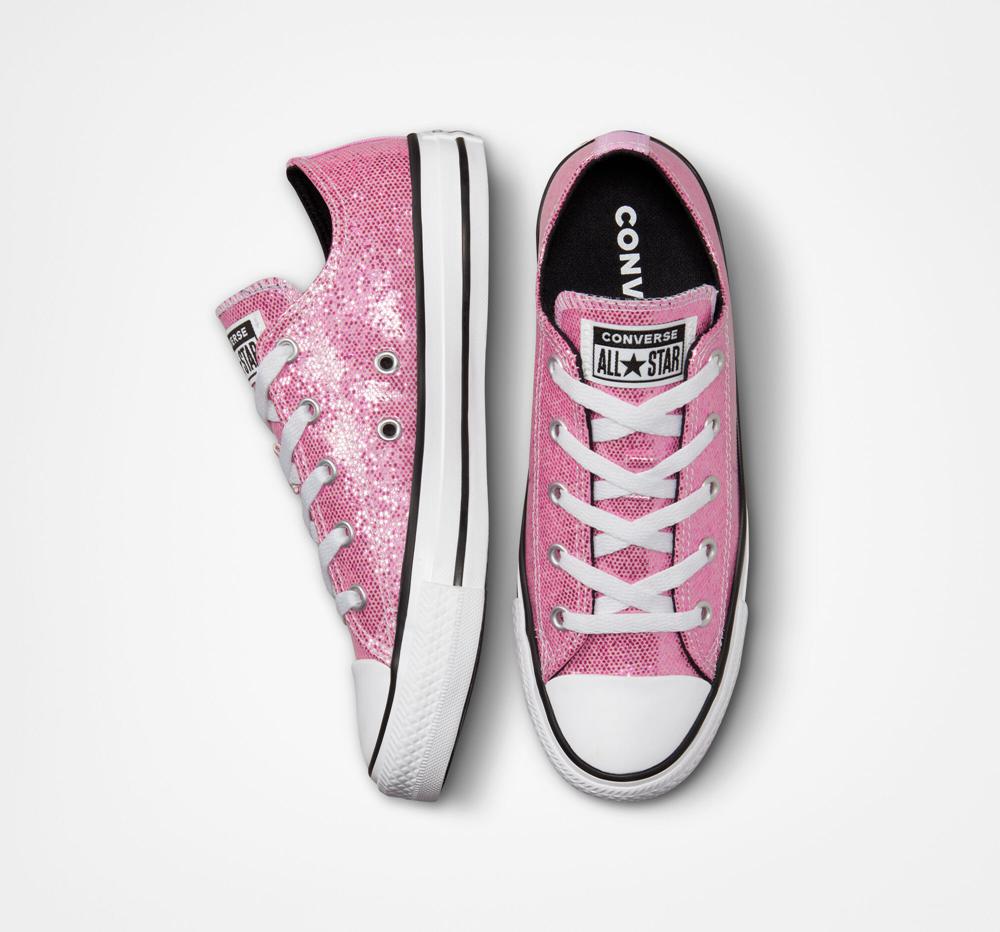 Low Tops Tenis Converse Chuck Taylor All Star Glitter Big Kids Niña Rosas Rosas Negras  Colombia |  XIWUA-6832