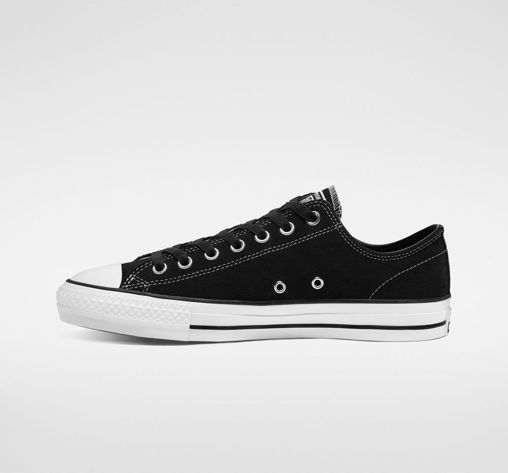 Low Tops Tenis Converse Cons Chuck Taylor All Star Pro Suede Skate Hombre Negras Negras Blancas  Colombia |  HCMAY-6748