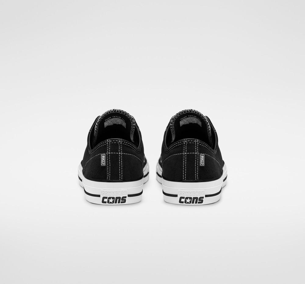 Low Tops Tenis Converse Cons Chuck Taylor All Star Pro Suede Skate Hombre Negras Negras Blancas  Colombia |  HCMAY-6748