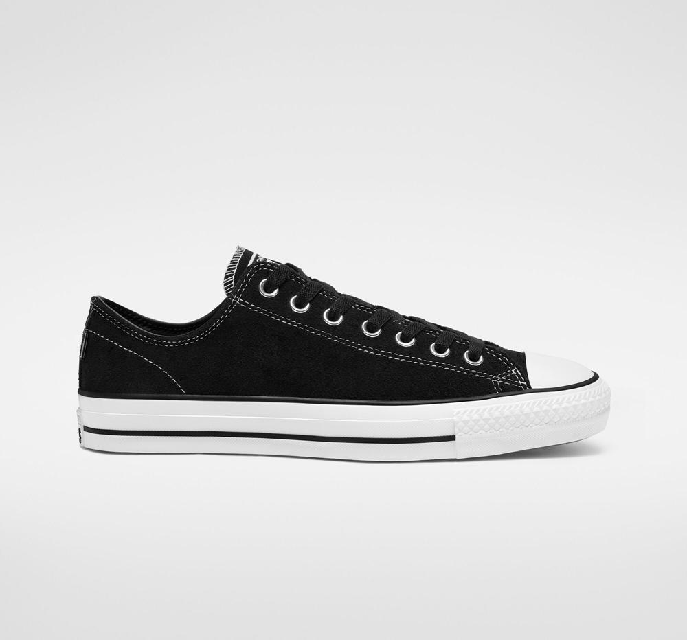 Low Tops Tenis Converse Cons Chuck Taylor All Star Pro Suede Skate Hombre Negras Negras Blancas  Colombia |  HCMAY-6748