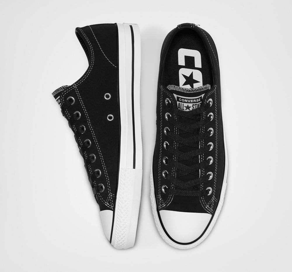 Low Tops Tenis Converse Cons Chuck Taylor All Star Pro Suede Skate Mujer Negras Negras Blancas  Colombia |  MEKQY-7216