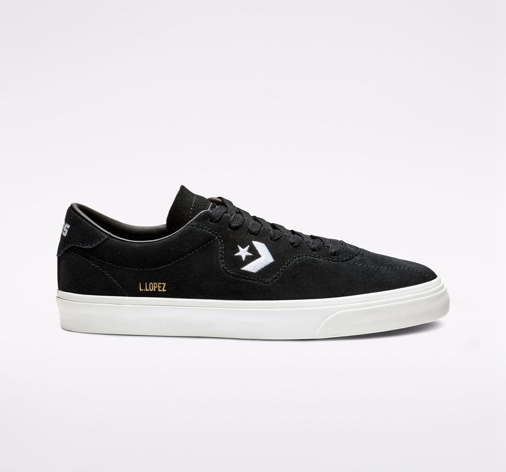 Low Tops Tenis Converse Cons Louie Lopez Pro Skate Hombre Negras Negras Blancas  Colombia |  GAPDW-0235