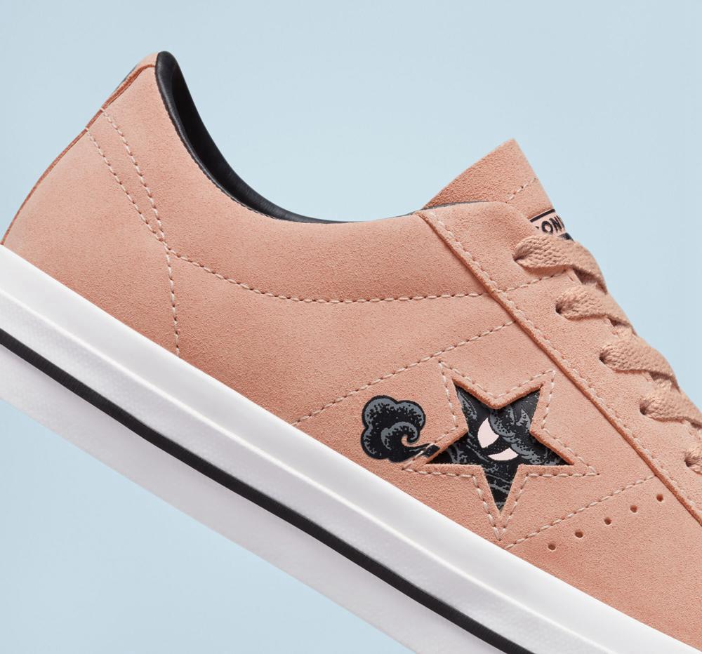 Low Tops Tenis Converse Cons One Star Pro Tattoo Art Skate Hombre Rosas Blancas Negras  Colombia |  PMZDU-1259