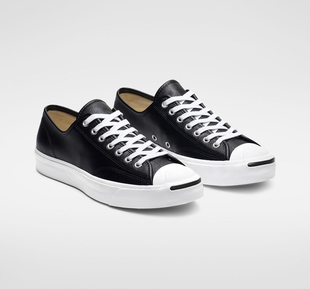 Low Tops Tenis Converse Jack Purcell Leather Unisex Mujer Negras Blancas Blancas  Colombia |  UJTGS-0621