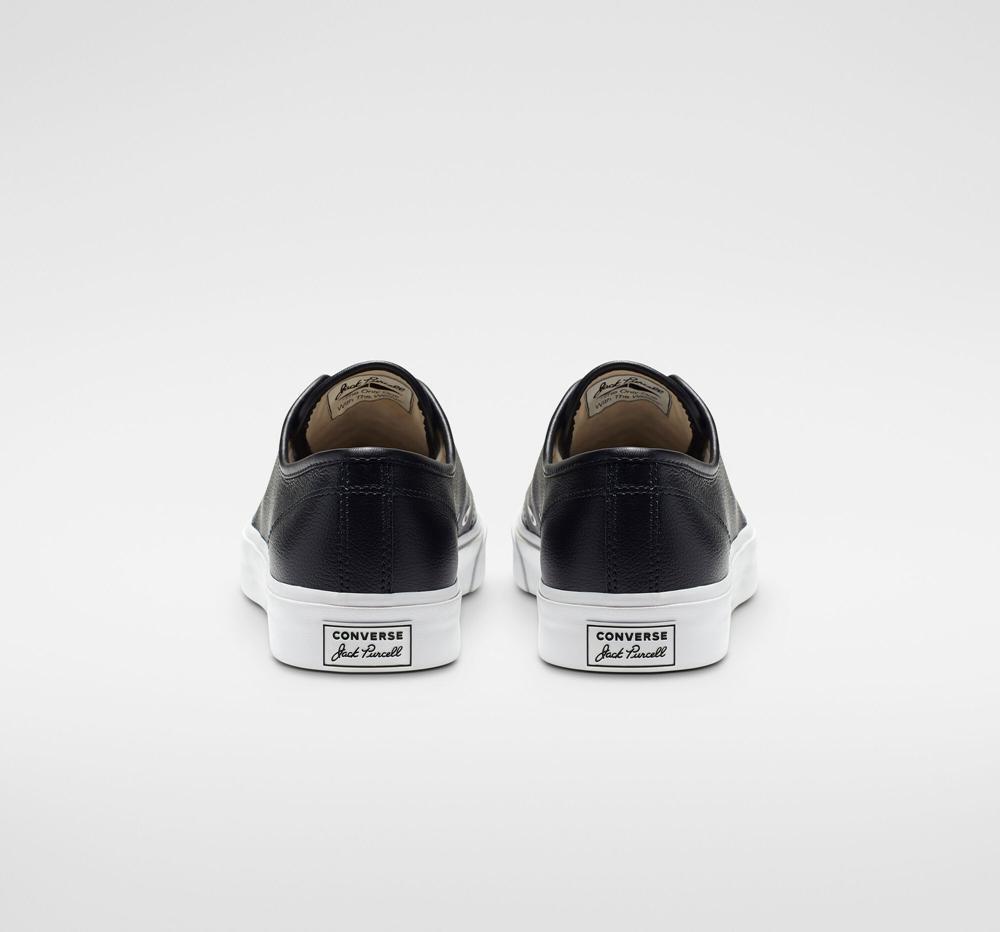 Low Tops Tenis Converse Jack Purcell Leather Unisex Mujer Negras Blancas Blancas  Colombia |  UJTGS-0621