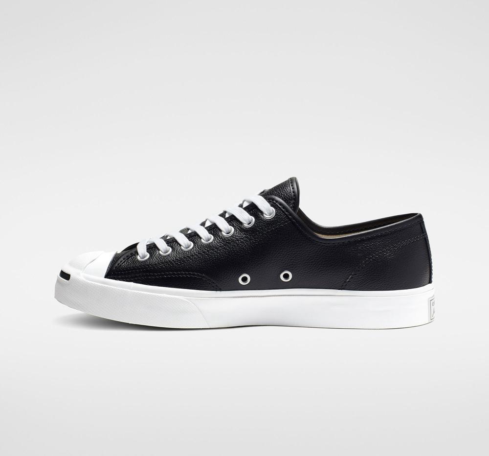 Low Tops Tenis Converse Jack Purcell Leather Unisex Hombre Negras Blancas Blancas  Colombia |  VXJSI-0753