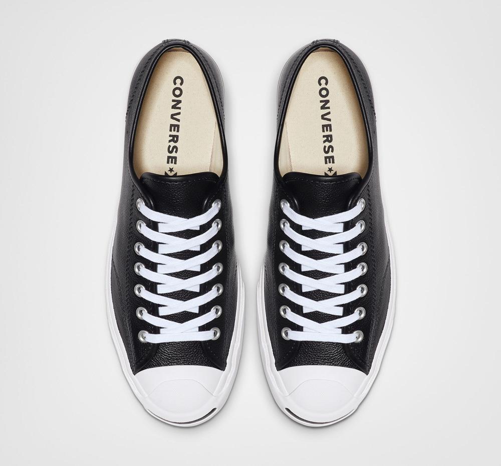 Low Tops Tenis Converse Jack Purcell Leather Unisex Hombre Negras Blancas Blancas  Colombia |  VXJSI-0753