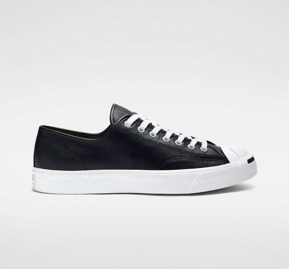 Low Tops Tenis Converse Jack Purcell Leather Unisex Hombre Negras Blancas Blancas  Colombia |  VXJSI-0753