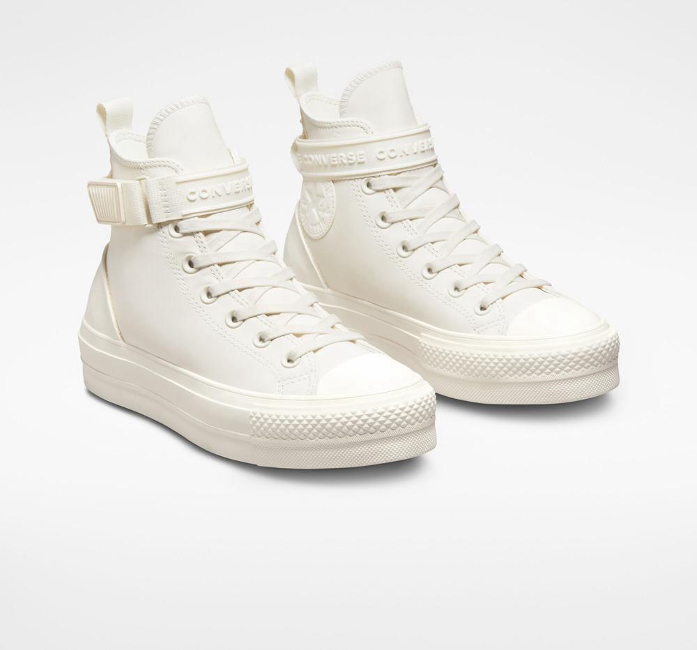 Zapatos Plataforma Tenis Converse Chuck Taylor All Star Lift Leather Hike High Top Mujer Blancas  Colombia |  CBMUV-2389