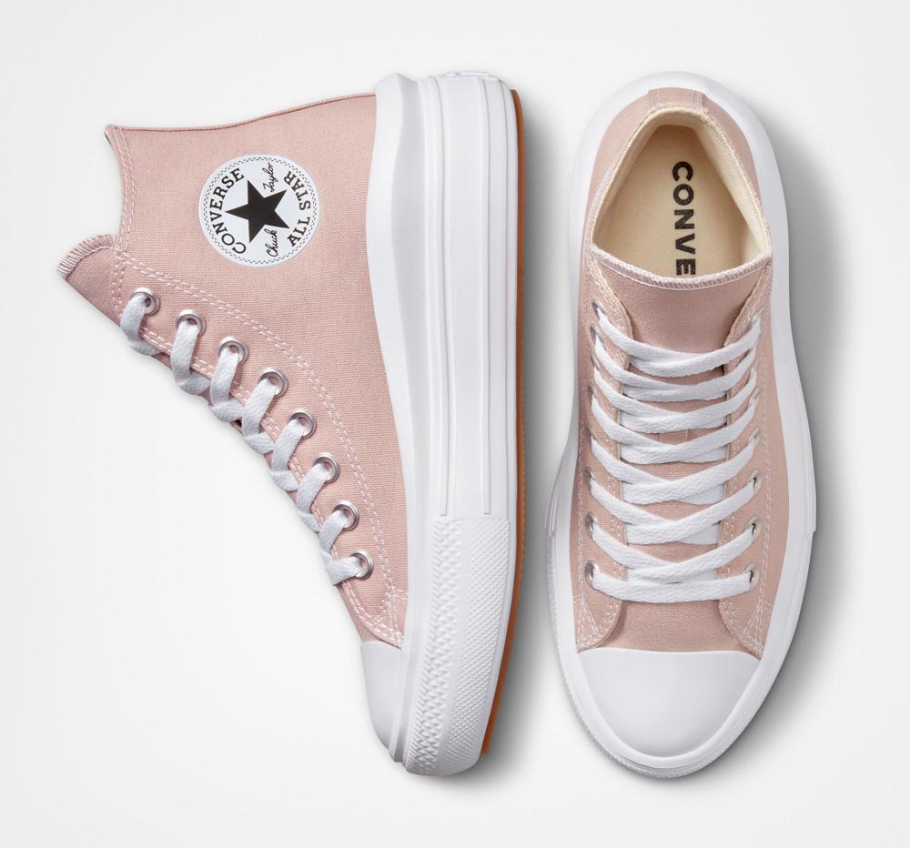 Zapatos Plataforma Tenis Converse Chuck Taylor All Star Move High Top Mujer Rosas Blancas  Colombia |  DECAJ-5860
