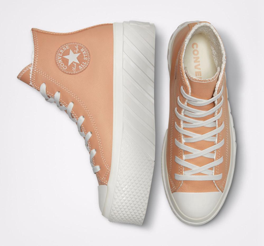 Zapatos Plataforma Tenis Converse Chuck Taylor All Star Lift 2X Cozy Tones High Top Mujer Beige Blancas  Colombia |  EJHCZ-6903