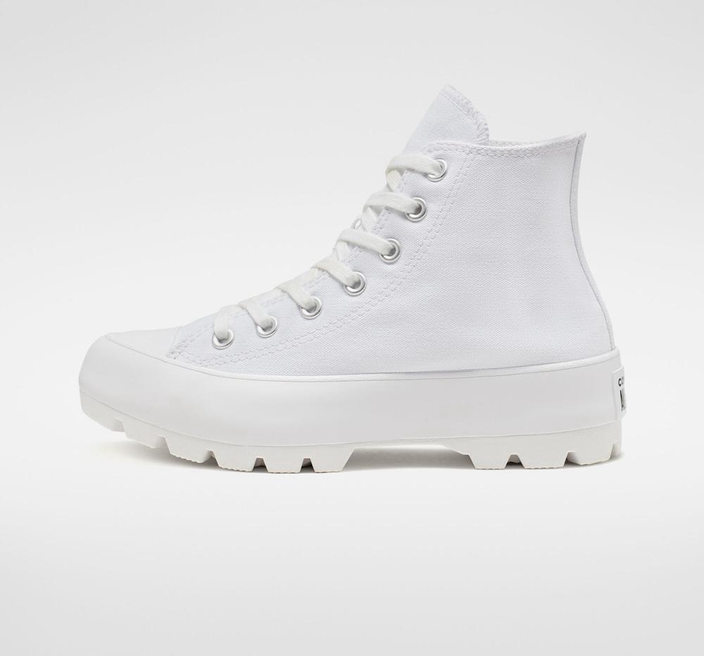 Zapatos Plataforma Tenis Converse Chuck Taylor All Star Lugged High Top Mujer Blancas Negras Blancas  Colombia |  FMOHQ-2540
