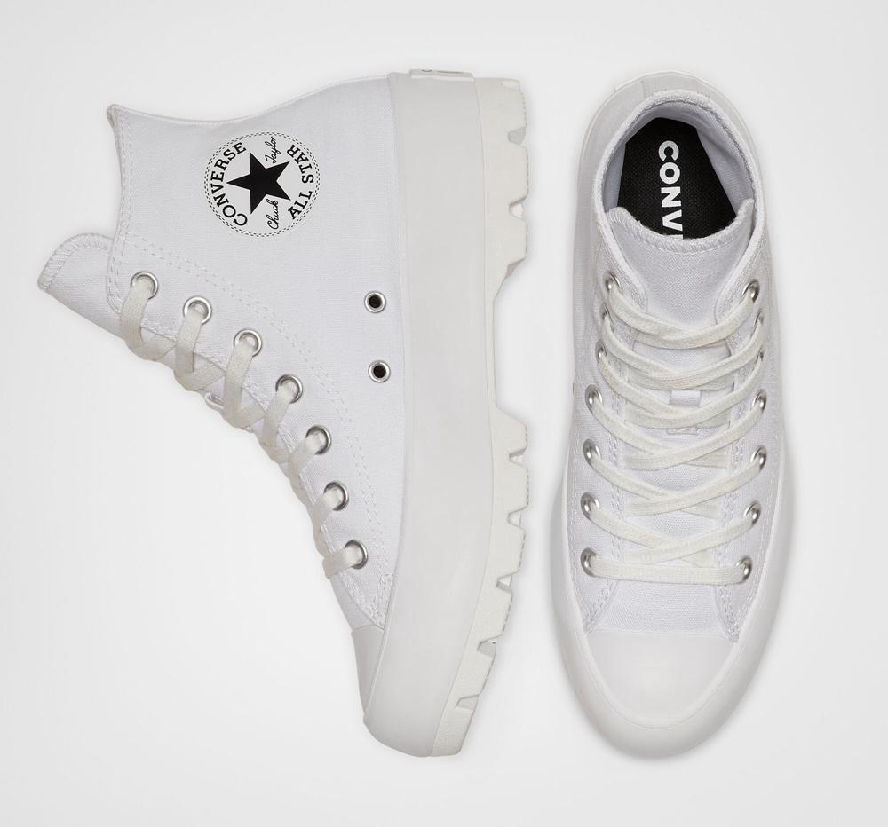 Zapatos Plataforma Tenis Converse Chuck Taylor All Star Lugged High Top Mujer Blancas Negras Blancas  Colombia |  FMOHQ-2540