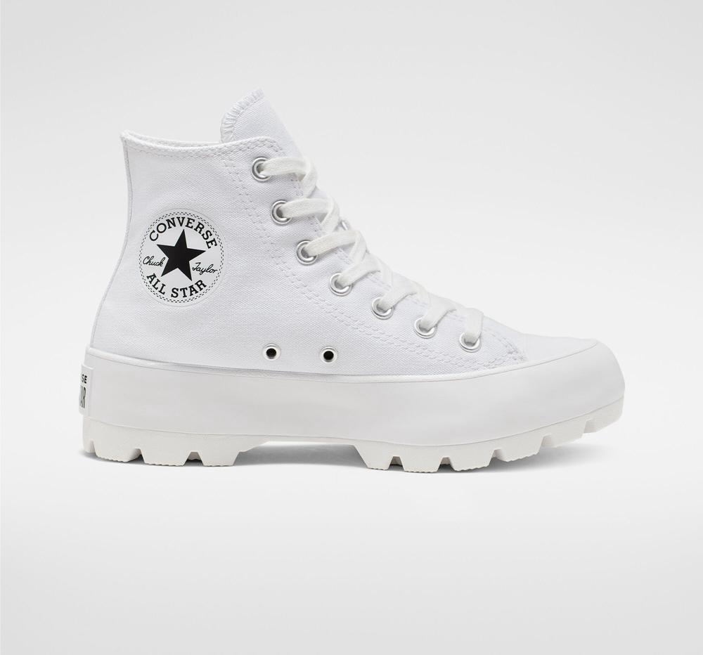 Zapatos Plataforma Tenis Converse Chuck Taylor All Star Lugged High Top Mujer Blancas Negras Blancas  Colombia |  FMOHQ-2540
