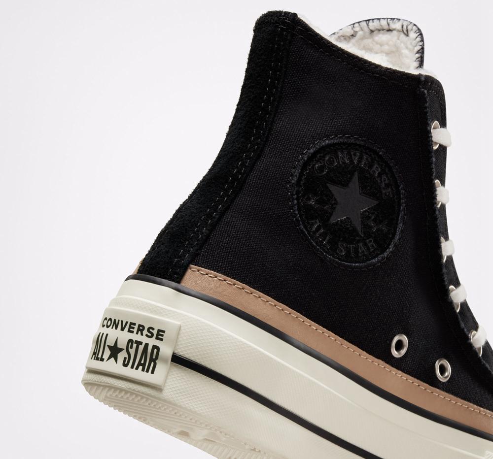 Zapatos Plataforma Tenis Converse Chuck Taylor All Star Lift Raw Edge High Top Mujer Negras  Colombia |  HJVBA-9483