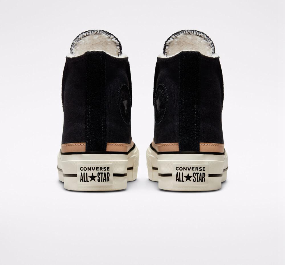 Zapatos Plataforma Tenis Converse Chuck Taylor All Star Lift Raw Edge High Top Mujer Negras  Colombia |  HJVBA-9483