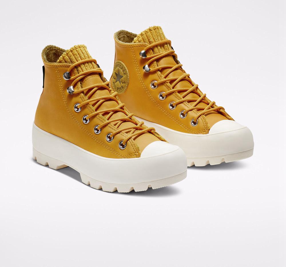Zapatos Plataforma Tenis Converse Chuck Taylor All Star Gore Tex Lugged Impermeables Leather High Top Mujer Doradas Verde Oliva  Colombia |  HWBUF-4809