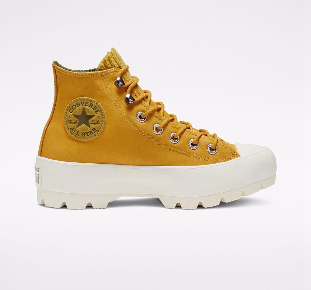 Zapatos Plataforma Tenis Converse Chuck Taylor All Star Gore Tex Lugged Impermeables Leather High Top Mujer Doradas Verde Oliva  Colombia |  HWBUF-4809
