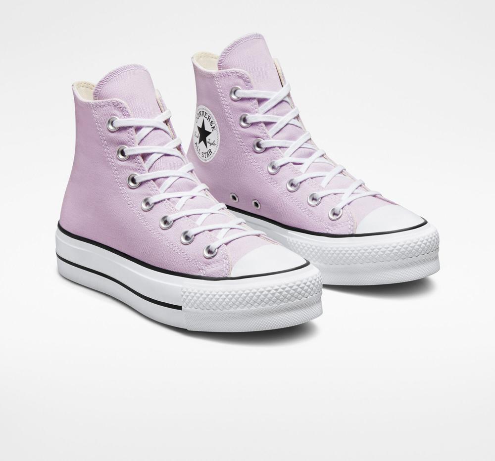 Zapatos Plataforma Tenis Converse Chuck Taylor All Star Lift Canvas High Top Mujer Moradas Blancas Negras  Colombia |  JIWSY-2314