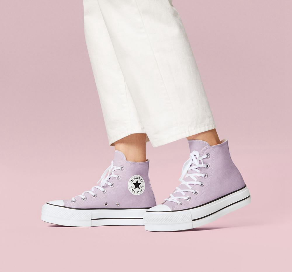 Zapatos Plataforma Tenis Converse Chuck Taylor All Star Lift Canvas High Top Mujer Moradas Blancas Negras  Colombia |  JIWSY-2314