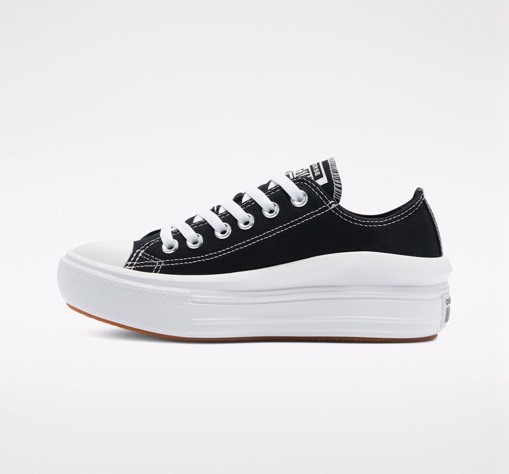 Zapatos Plataforma Tenis Converse Chuck Taylor All Star Move Low Top Mujer Negras Blancas Blancas  Colombia |  KLVNR-8194