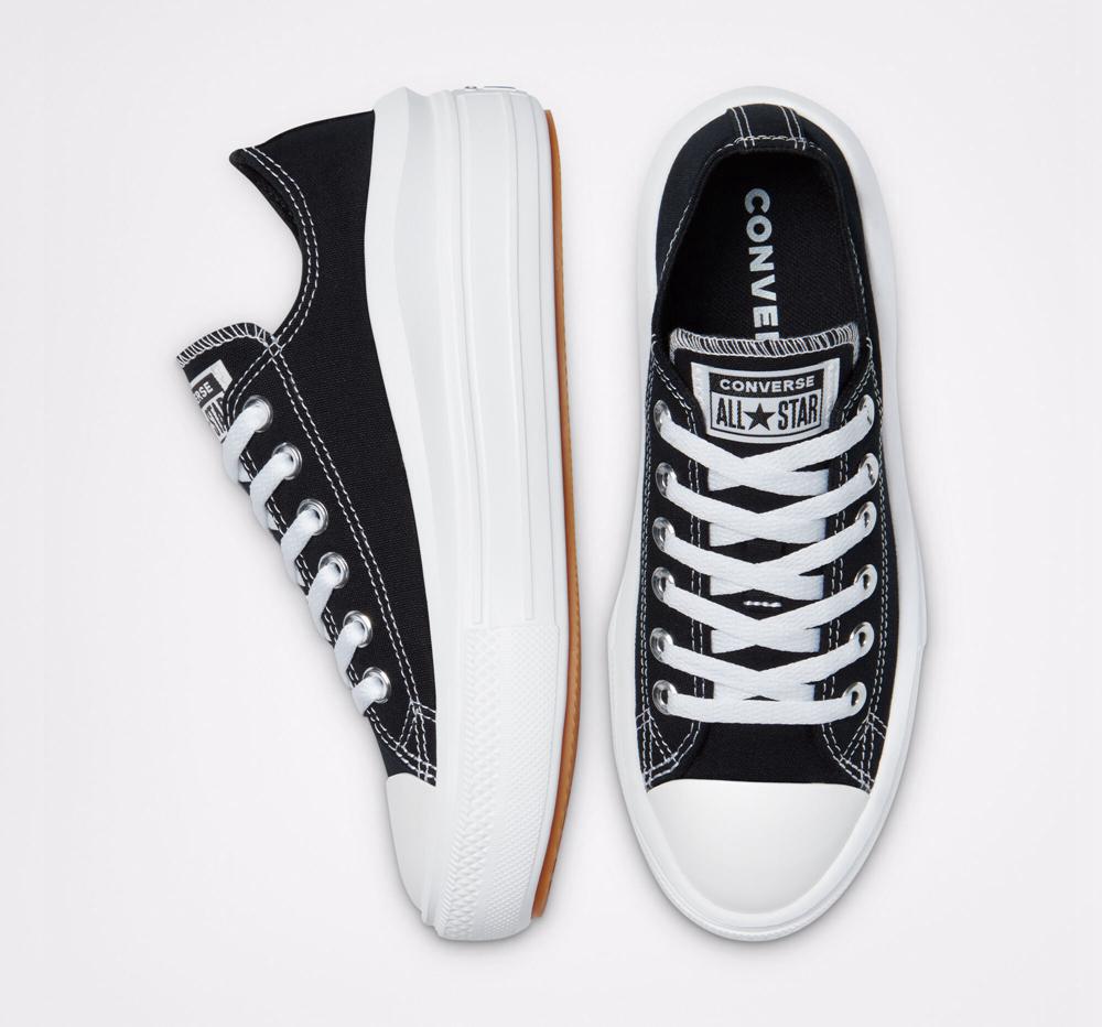 Zapatos Plataforma Tenis Converse Chuck Taylor All Star Move Low Top Mujer Negras Blancas Blancas  Colombia |  KLVNR-8194