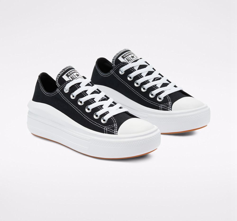 Zapatos Plataforma Tenis Converse Chuck Taylor All Star Move Low Top Mujer Negras Blancas Blancas  Colombia |  KLVNR-8194