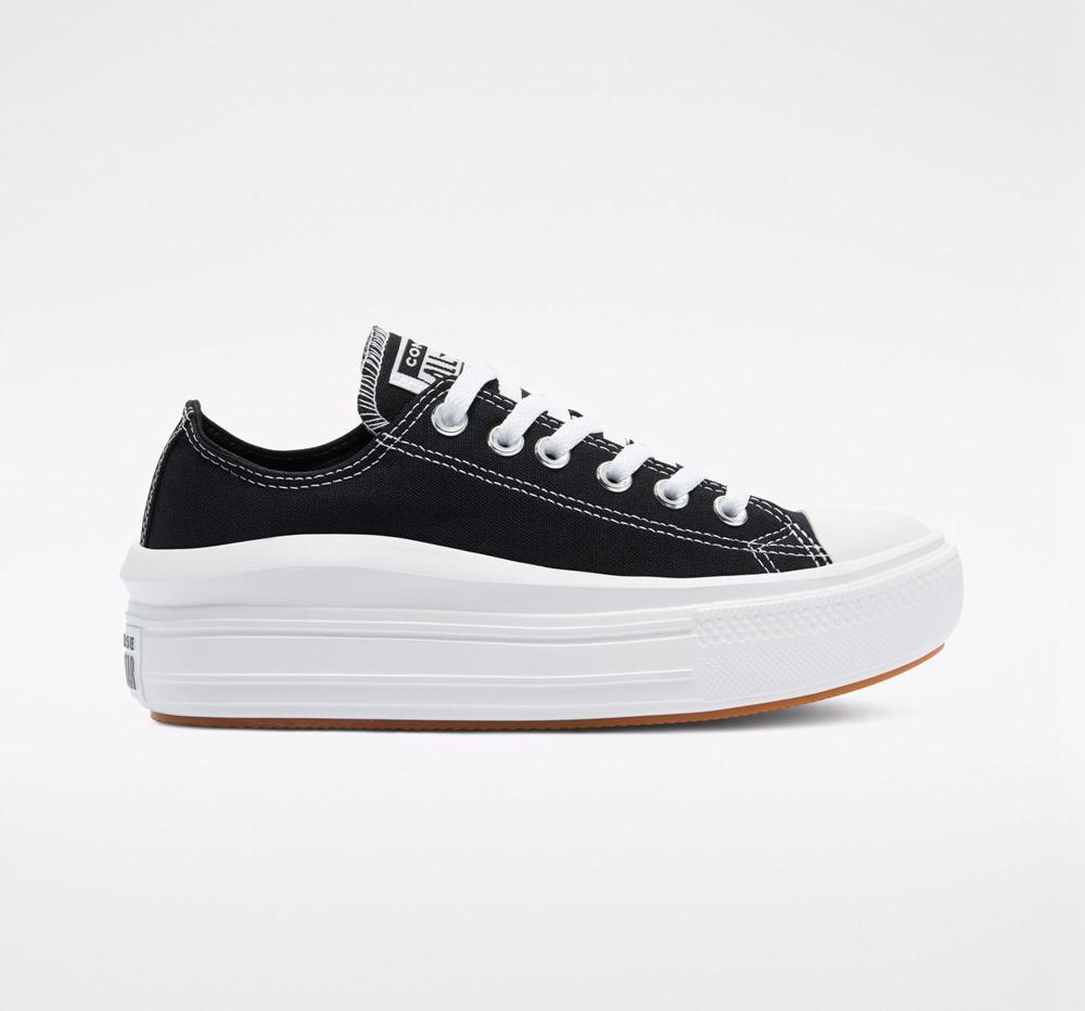 Zapatos Plataforma Tenis Converse Chuck Taylor All Star Move Low Top Mujer Negras Blancas Blancas  Colombia |  KLVNR-8194