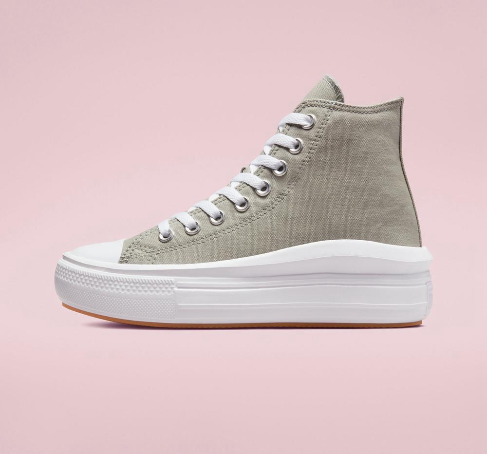 Zapatos Plataforma Tenis Converse Chuck Taylor All Star Move High Top Mujer Gris Blancas  Colombia |  KQZVS-0483