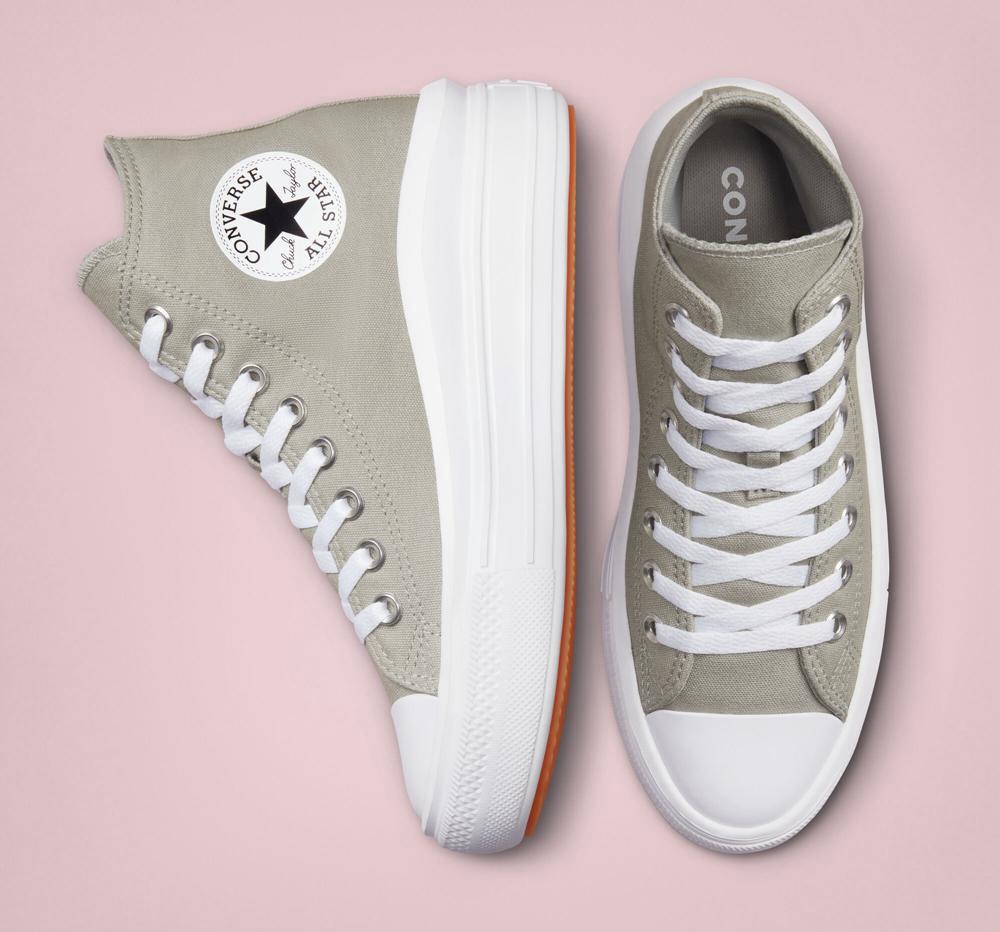 Zapatos Plataforma Tenis Converse Chuck Taylor All Star Move High Top Mujer Gris Blancas  Colombia |  KQZVS-0483