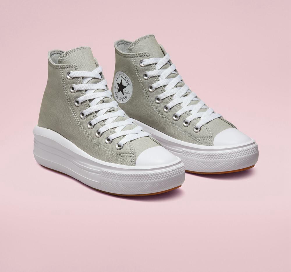 Zapatos Plataforma Tenis Converse Chuck Taylor All Star Move High Top Mujer Gris Blancas  Colombia |  KQZVS-0483