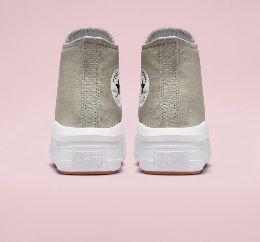 Zapatos Plataforma Tenis Converse Chuck Taylor All Star Move High Top Mujer Gris Blancas  Colombia |  KQZVS-0483