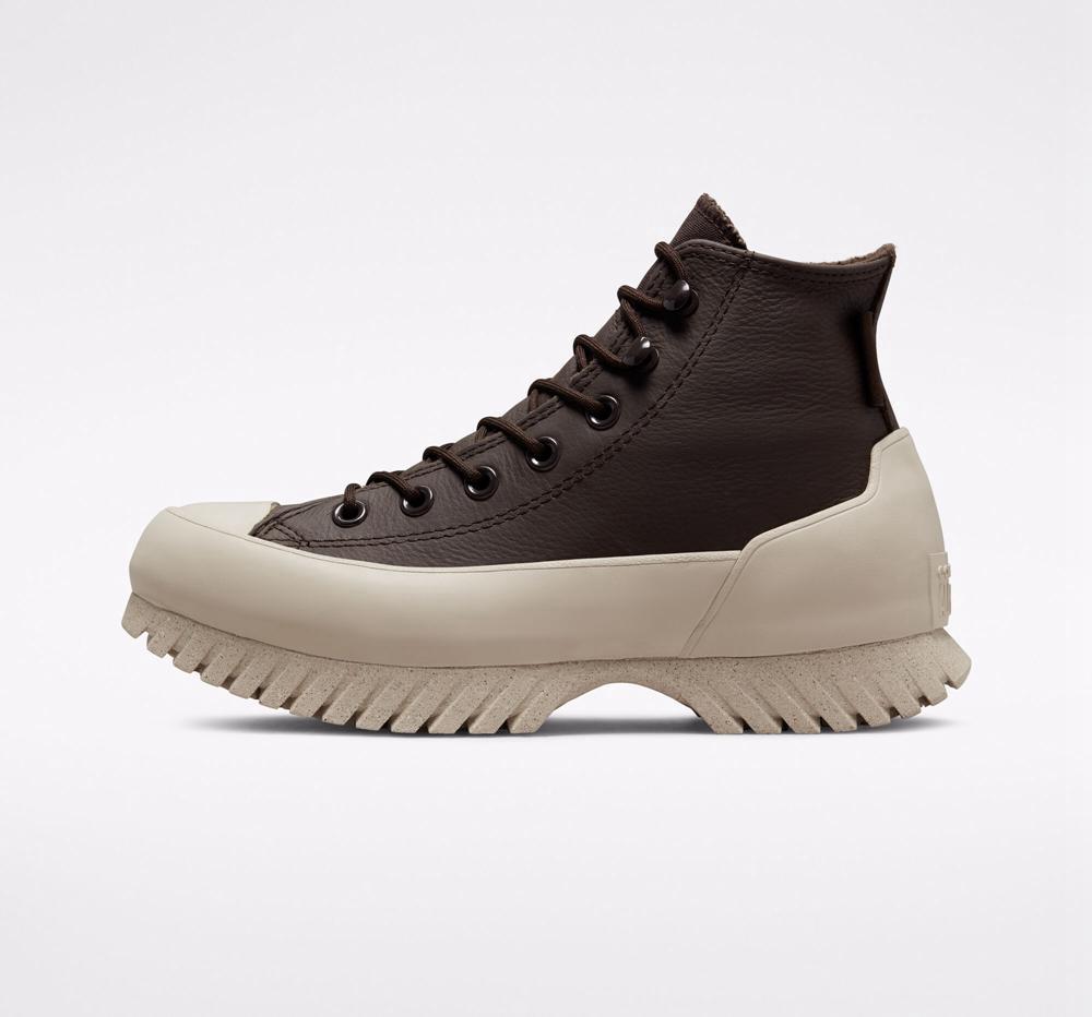 Zapatos Plataforma Tenis Converse Chuck Taylor All Star Lugged 2.0 Counter Climate Unisex High Top Mujer Marrones Blancas  Colombia |  KYELX-6531