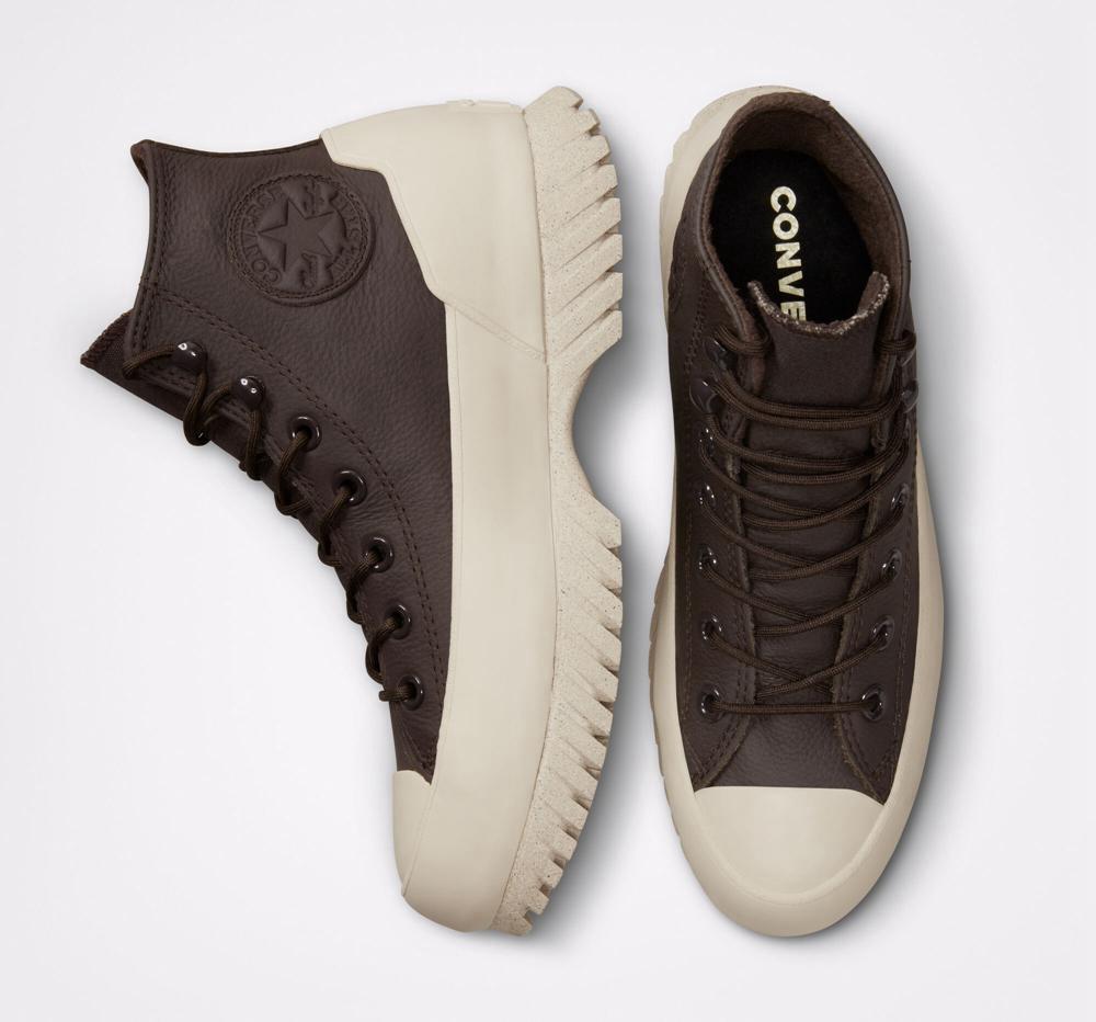 Zapatos Plataforma Tenis Converse Chuck Taylor All Star Lugged 2.0 Counter Climate Unisex High Top Mujer Marrones Blancas  Colombia |  KYELX-6531