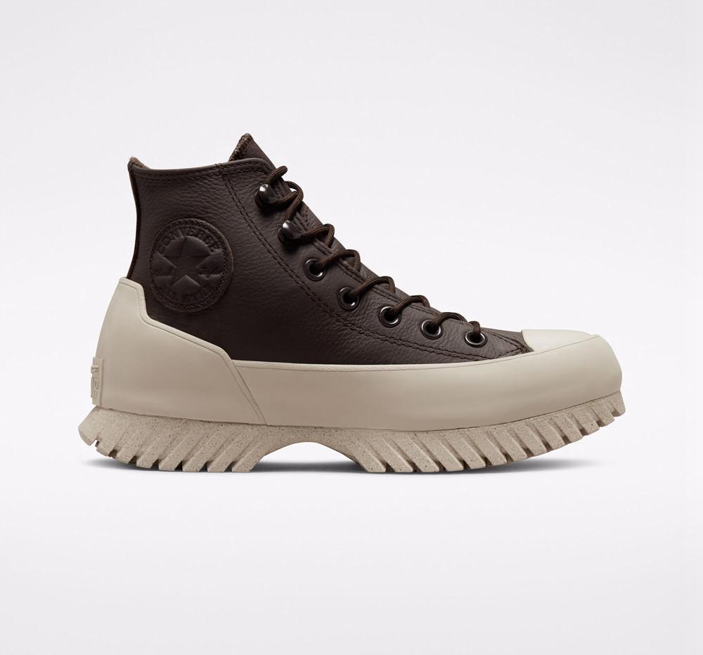Zapatos Plataforma Tenis Converse Chuck Taylor All Star Lugged 2.0 Counter Climate Unisex High Top Mujer Marrones Blancas  Colombia |  KYELX-6531
