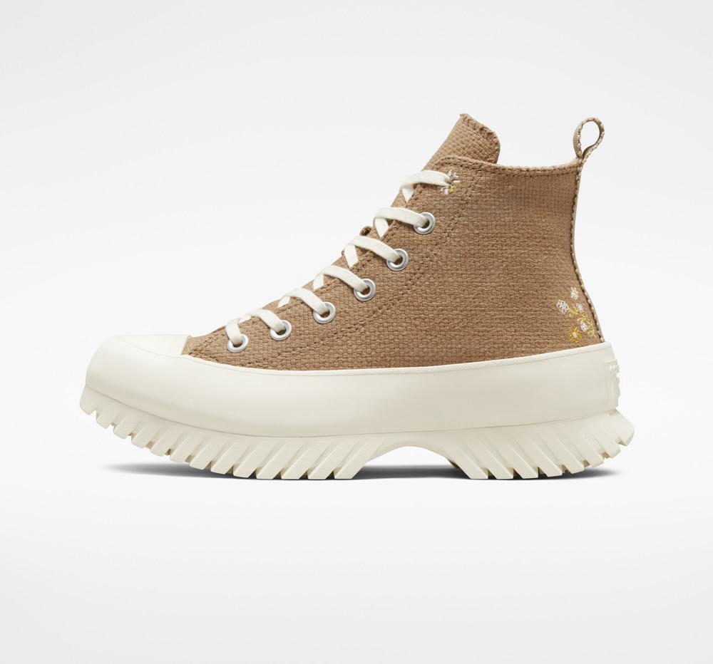 Zapatos Plataforma Tenis Converse Chuck Taylor All Star Lugged 2.0 Autumn Embroidery Unisex High Top Hombre Kaki  Colombia |  NEJBU-3482