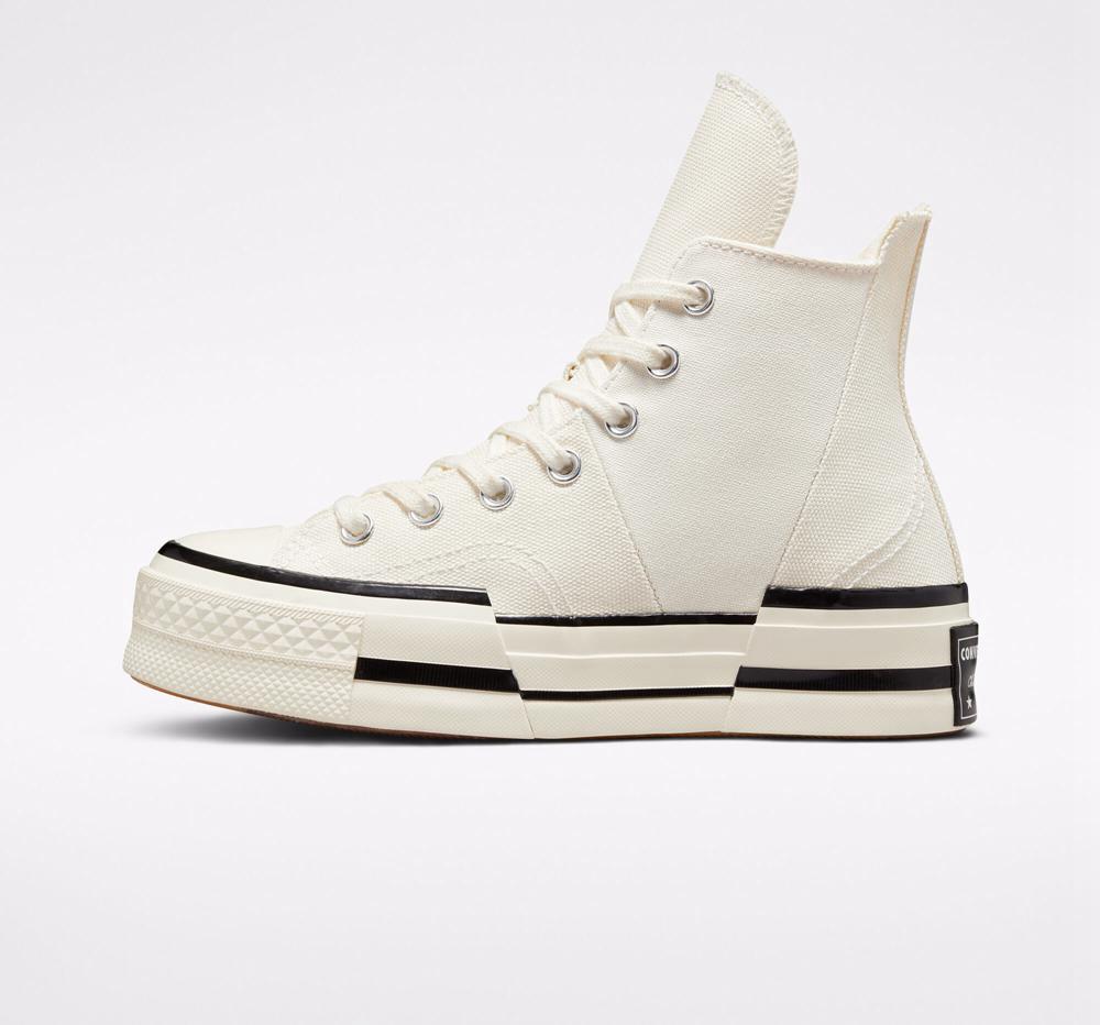 Zapatos Plataforma Tenis Converse Chuck 70 Plus Unisex High Top Mujer Blancas Negras Negras  Colombia |  QHCFI-9365