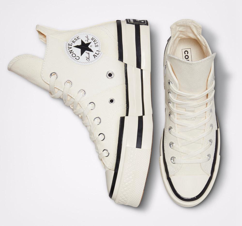 Zapatos Plataforma Tenis Converse Chuck 70 Plus Unisex High Top Mujer Blancas Negras Negras  Colombia |  QHCFI-9365