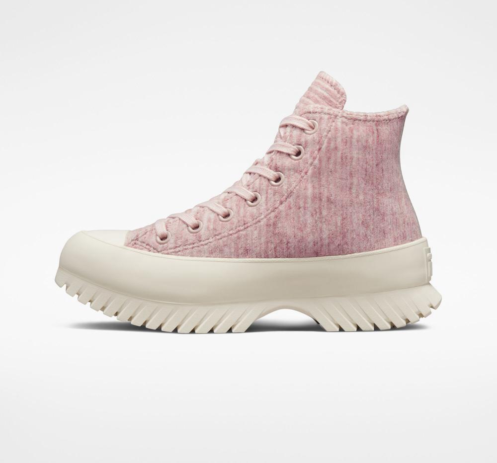 Zapatos Plataforma Tenis Converse Chuck Taylor All Star Lugged 2.0 Velour Unisex High Top Hombre Rosas  Colombia |  QVWPO-9527