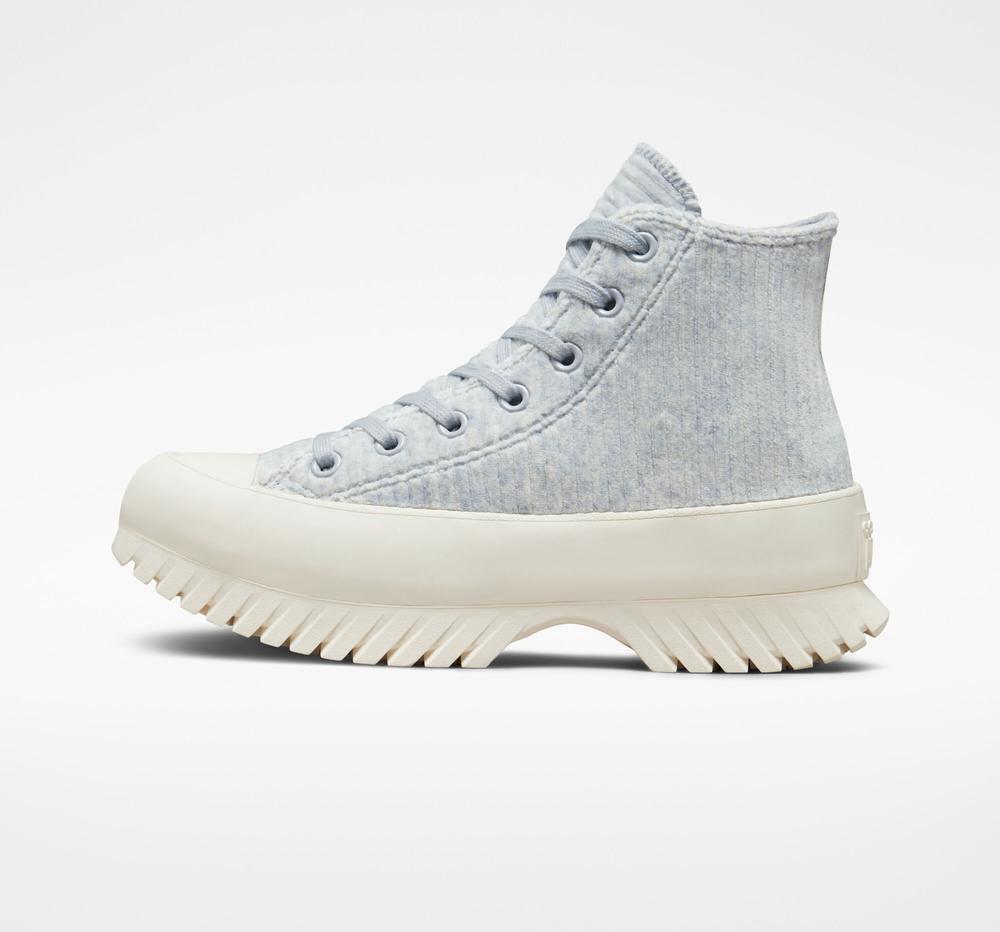 Zapatos Plataforma Tenis Converse Chuck Taylor All Star Lugged 2.0 Velour Unisex High Top Hombre Azules  Colombia |  UMGTH-4639