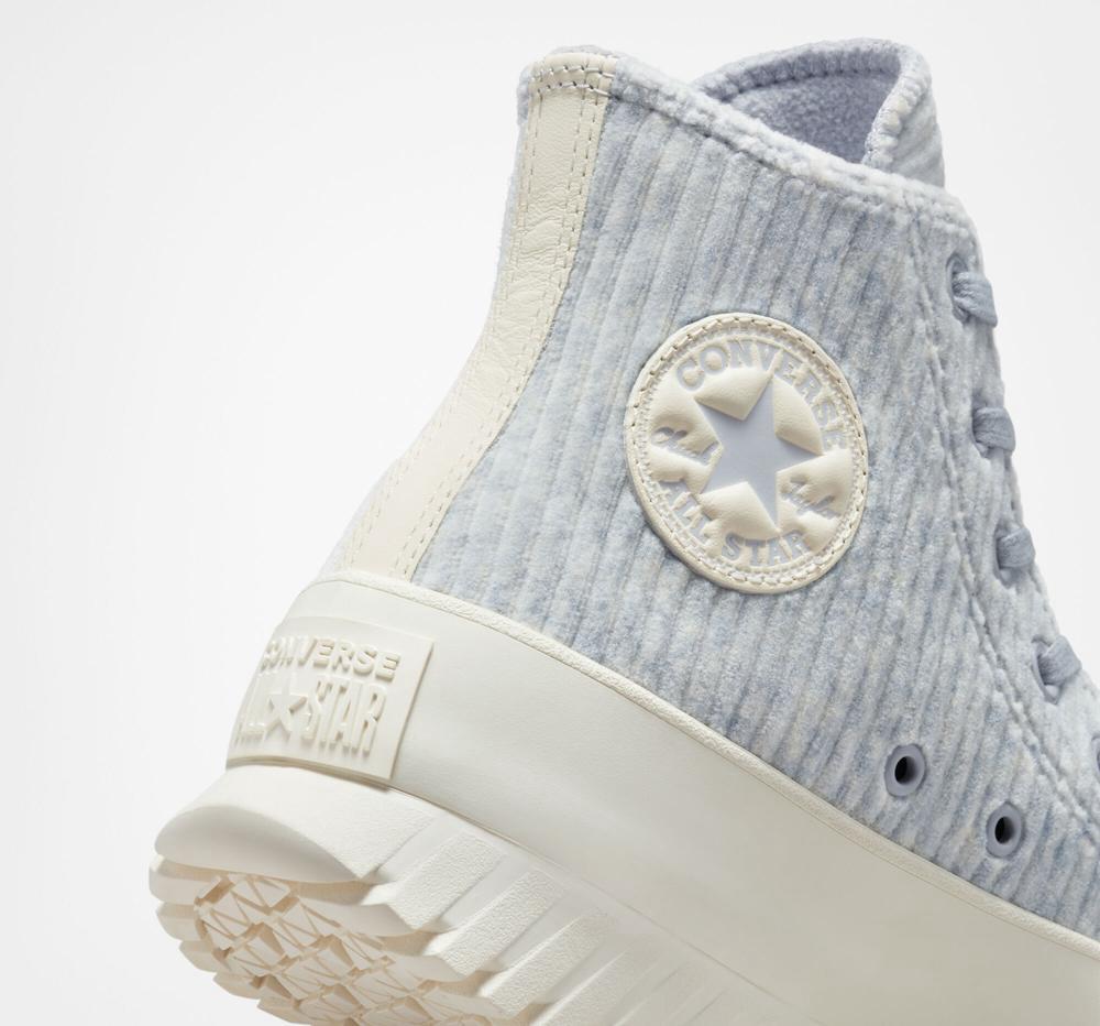 Zapatos Plataforma Tenis Converse Chuck Taylor All Star Lugged 2.0 Velour Unisex High Top Hombre Azules  Colombia |  UMGTH-4639