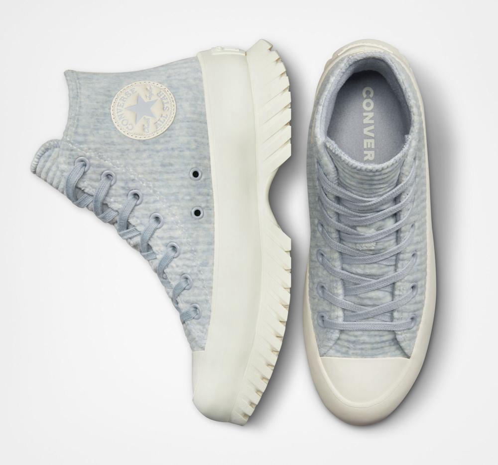 Zapatos Plataforma Tenis Converse Chuck Taylor All Star Lugged 2.0 Velour Unisex High Top Hombre Azules  Colombia |  UMGTH-4639