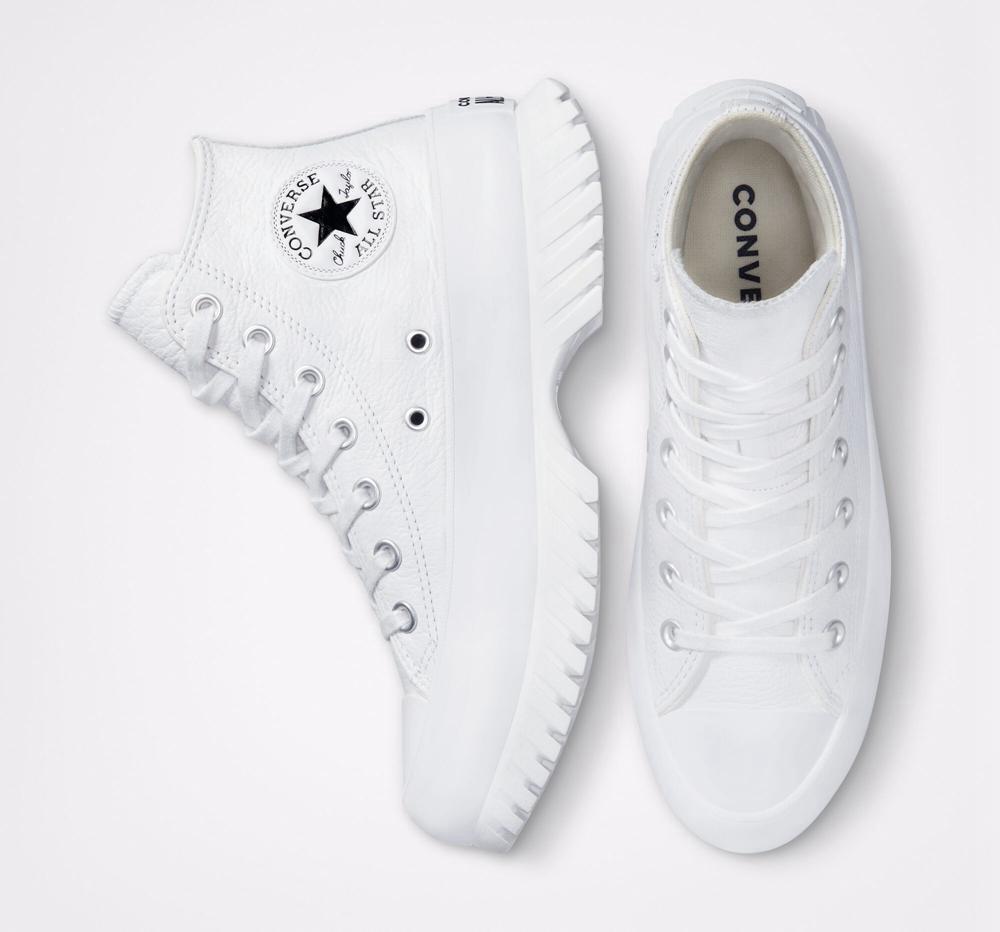 Zapatos Plataforma Tenis Converse Chuck Taylor All Star Lugged 2.0 Leather Unisex High Top Mujer Blancas Negras  Colombia |  WIUZH-7315