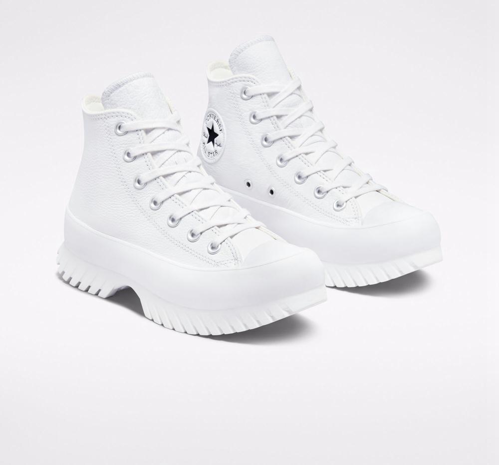 Zapatos Plataforma Tenis Converse Chuck Taylor All Star Lugged 2.0 Leather Unisex High Top Mujer Blancas Negras  Colombia |  WIUZH-7315