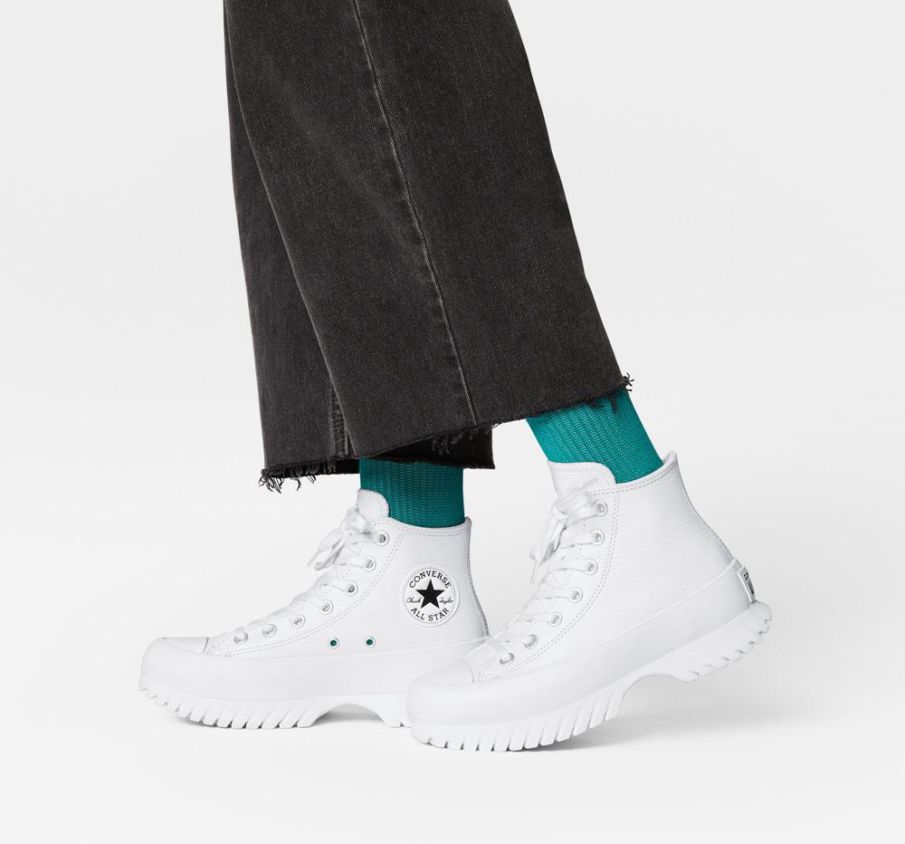 Zapatos Plataforma Tenis Converse Chuck Taylor All Star Lugged 2.0 Leather Unisex High Top Mujer Blancas Negras  Colombia |  WIUZH-7315