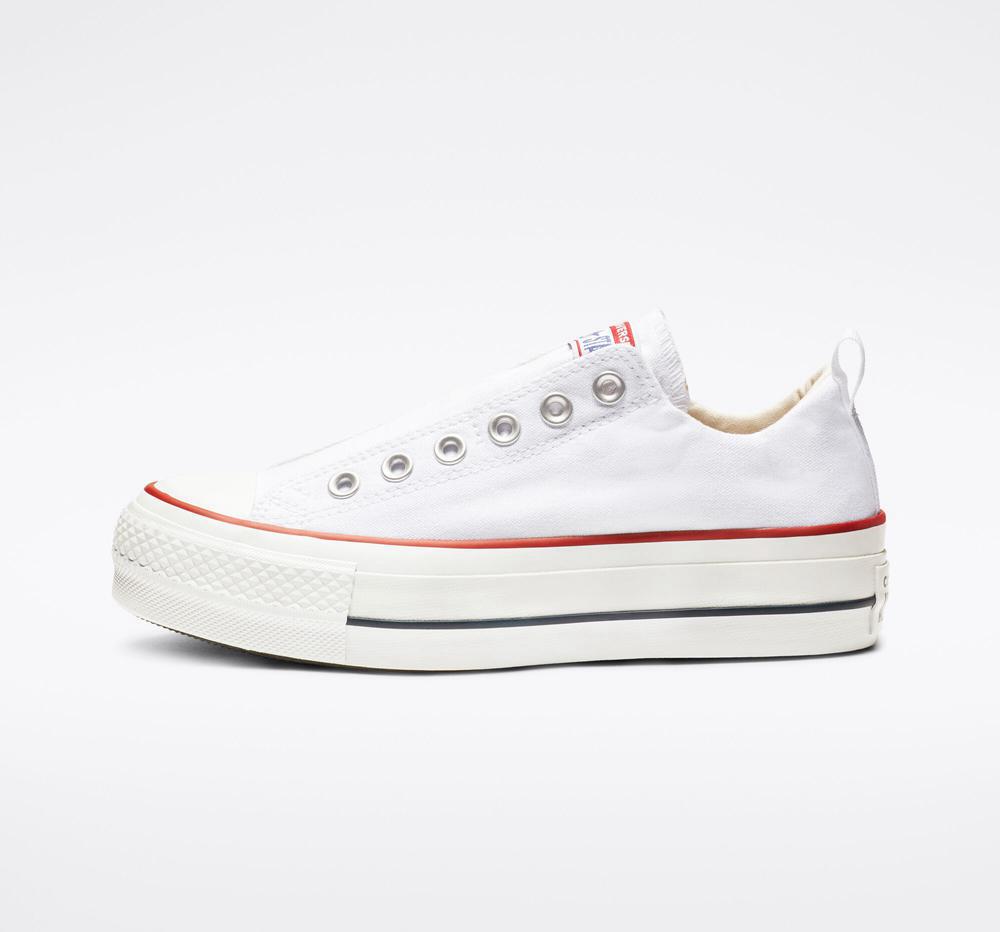 Zapatos Plataforma Tenis Converse Chuck Taylor All Star Lift Slip Low Top Mujer Blancas Rojas Azules  Colombia |  XDFSW-4930