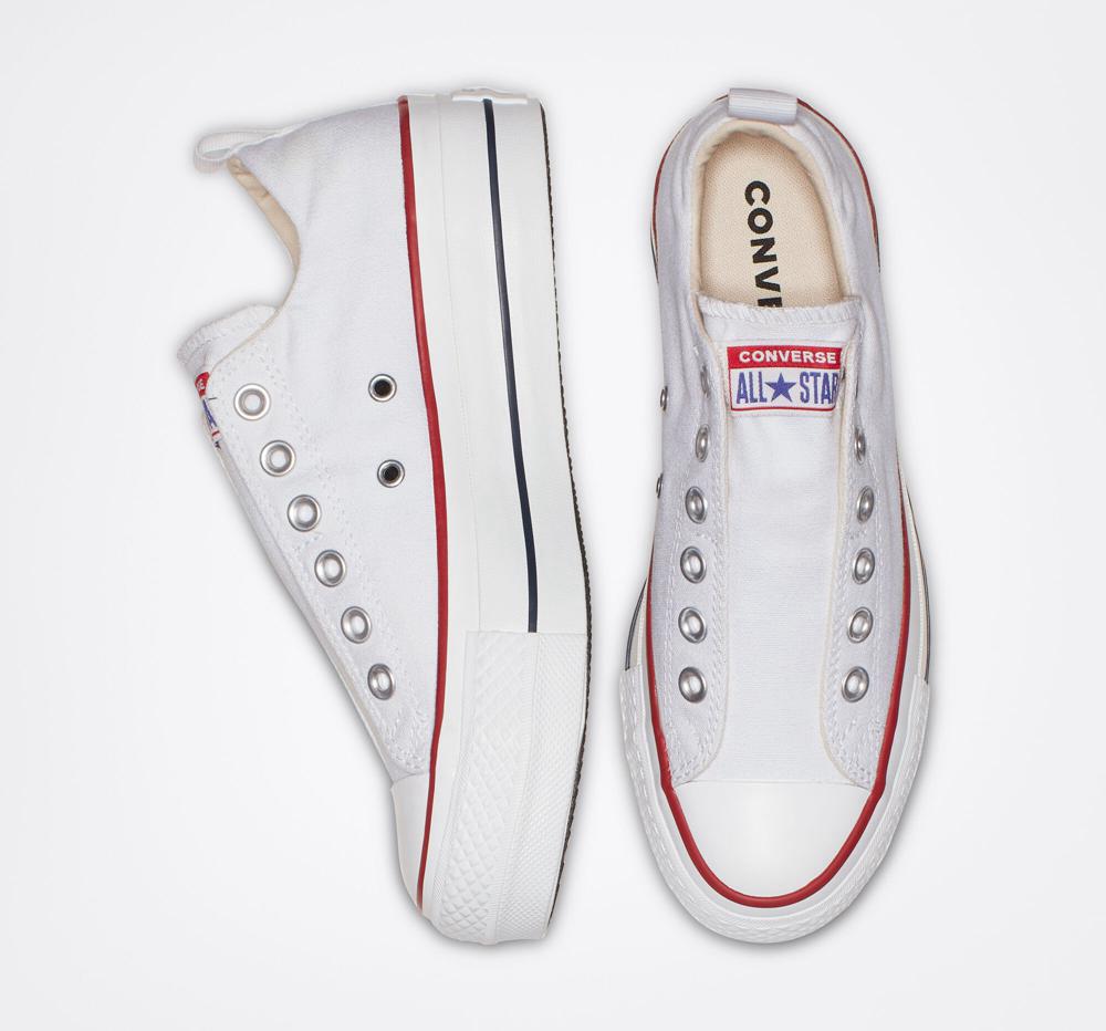 Zapatos Plataforma Tenis Converse Chuck Taylor All Star Lift Slip Low Top Mujer Blancas Rojas Azules  Colombia |  XDFSW-4930