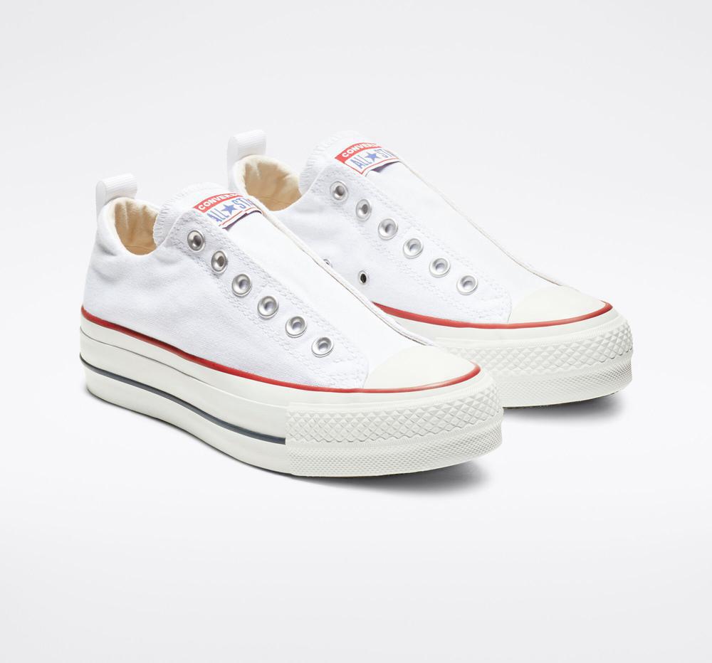 Zapatos Plataforma Tenis Converse Chuck Taylor All Star Lift Slip Low Top Mujer Blancas Rojas Azules  Colombia |  XDFSW-4930